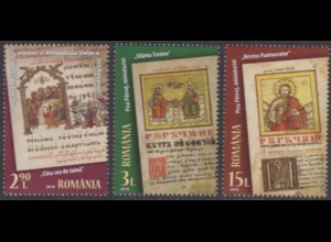 Rumänien MiNr. 7382-84 Religiöse Buchmalerei, Miniaturmalerei (3 Werte)