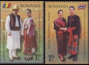 Rumänien MiNr. 7385-86 Diplomatische Beziehungen mit Thailand,Trachten (2 Werte)