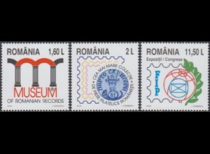 Rumänien MiNr. 7428-30 Museum rumän.Rekorde und Kuriositäten Bukarest (3 Werte)