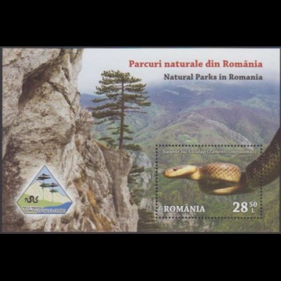 Rumänien MiNr. Block 761 Nationalpark Domogled-Valea Cernei, Äskulapnatter