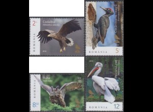 Rumänien MiNr. 7464-67 Vögel, Seeadler, Schwarzspecht, Uhu, Pelikan (4 Werte)