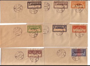 Russland Mi.Nr. 130-137 Postsparmarken als Freimarke verwendet (8 Briefstücke)