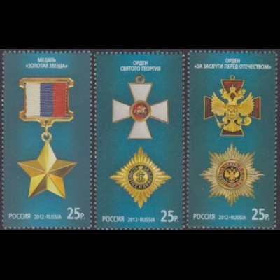 Russland Mi.Nr. 1796-98 Orden d.Russ.Föderation (3 Werte)
