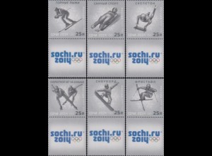 Russland Mi.Nr. 1873-78 I Zf Olympia 2014 Sotschi (6 Werte mit Zierfeld)