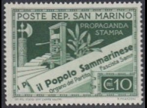 San Marino Mi.Nr. 259 Presseerzeugnisse, Zeitungsdruckpresse + Zeitung (10)