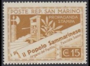 San Marino Mi.Nr. 260 Presseerzeugnisse, Zeitungsdruckpresse + Zeitung (15)