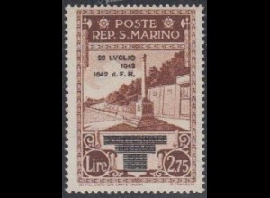 San Marino Mi.Nr. 280 Freim.Ausg.Faschismus Aufdr.28LUGLIO/1943/1642/F.R. (2,75)