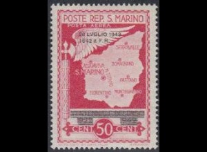 San Marino Mi.Nr. 285 Freim.Ausg.Faschismus Aufdr.28LUGLIO/1943/1642/F.R. (50)