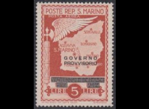 San Marino Mi.Nr. 307 Freim.Ausgabe Faschismus m.Aufdr. GOVERNO/PROVVISORIO (5)