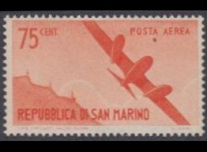 San Marino Mi.Nr. 340 Flugpostmarke Flugzeug über San Marino (75)