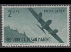 San Marino Mi.Nr. 342 Flugpostmarke Flugzeug über San Marino (2)