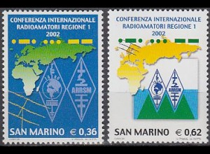 San Marino Mi.Nr. 2030-31 Int. Konferenz der Funkamateure, Weltkarte (2 Werte)