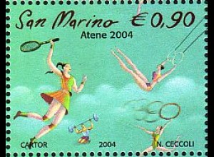 San Marino Mi.Nr. 2153 Olympia Athen, Tennis, Turnen, Gewichtheben, Gymn. (0,90)