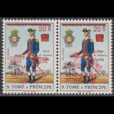 Sao Tomé und Principe Mi.Nr. Zdr.476-77b Militäruniformen m.Aufdruck 