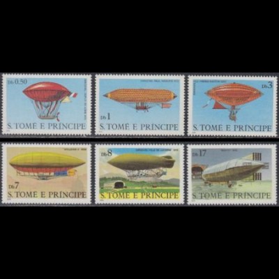 Sao Tomé und Principe Mi.Nr. 626-31 Luftfahrt-Geschichte, Luftschiffe (6 Werte)