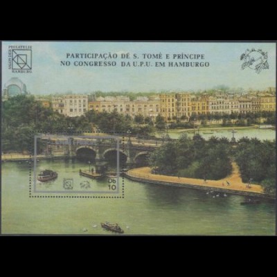 Sao Tomé und Principe Mi.Nr. Block 150 Weltpostkongress Hamburg, Lombardsbrücke 