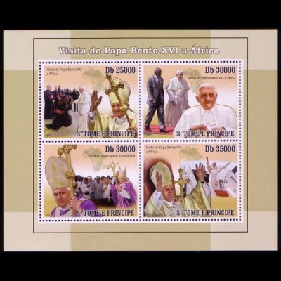 Sao Tomé und Principe Mi.Nr. Klbg.4378-81 Papst Benedikt in Afrika (m.1x4378-81)