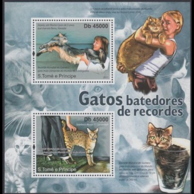 Sao Tomé und Principe Mi.Nr. Block 839 Rekorde bei Hauskatzen