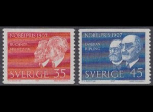 Schweden Mi.Nr. 596-97A Nobelpreis 1907, Buchner Michelson, Laveran Kipling (2W)