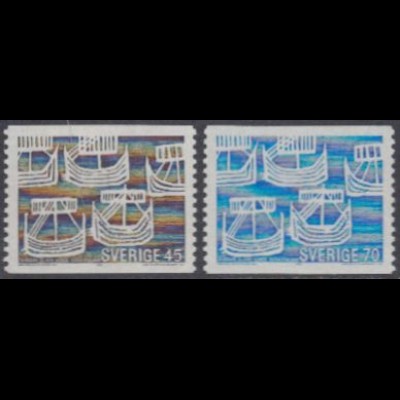 Schweden Mi.Nr. 629-30A NORDEN, Zusammenarbeit Post, Segelboote (2 Werte)