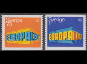 Schweden Mi.Nr. 634-35A Europa 69, EUROPA+CEPT in Tempelform (2 Werte)
