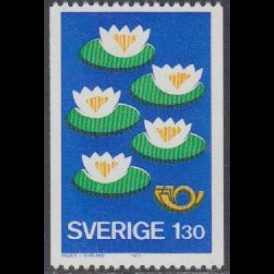 Schweden Mi.Nr. 973 NORDEN, Umweltschutz, Seerosen (1,30)