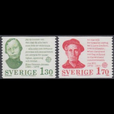 Schweden Mi.Nr. 1106-07 Europa 80, Bedeutende Persönlichkeiten (2 Werte)