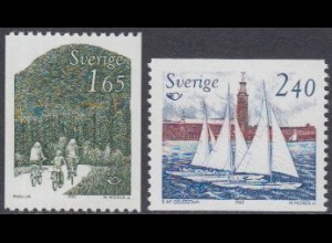 Schweden Mi.Nr. 1230-31 NORDEN, Tourismus, Radausflug und Segelboote (2 Werte)