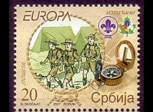 Serbien Mi.Nr. 194A Europa 07, Pfadfinder, Zeltlager, vierseitig gez. (20)