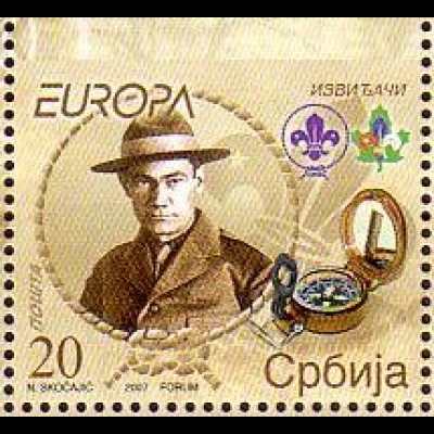 Serbien Mi.Nr. 196Do Europa 07, Pfadfinder, Popovic, oben geschn. (20)