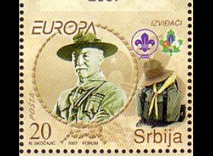 Serbien Mi.Nr. 197Do Europa 07, Pfadfinder, Baden-Powell, oben geschn. (20)