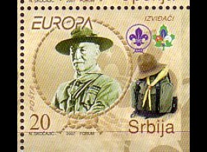 Serbien Mi.Nr. 197E Europa 07, Pfadfinder, Baden-Powell, zweiseitig gez. (20)