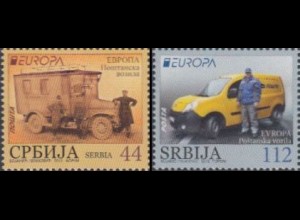 Serbien Mi.Nr. 501-02 Europa 13, Postfahrzeuge (2 Werte)