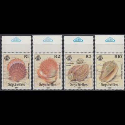 Seychellen Mi.Nr. 633-36 Muscheln und Meeresschnecken (4 Werte)