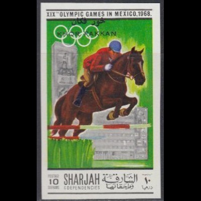 Sharjah Khor Fakkan Mi.Nr. 171B Olympia 1968 Mexiko, Springreiten (10)