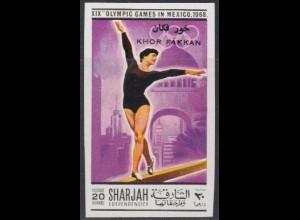 Sharjah Khor Fakkan Mi.Nr. 172B Olympia 1968 Mexiko, Turnen Schwebebalken (20)