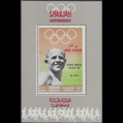 Sharjah Khor Fakkan Mi.Nr. 221Sb Olympiasieger 1952 Emil Zatopek (1)
