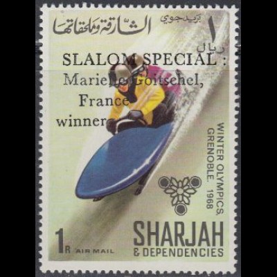 Sharjah Mi.Nr. 413A Olympia 1968 Grenoble, Zweierbob, m.Aufdr. (1)