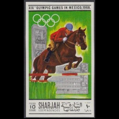 Sharjah Mi.Nr. 489B Olympia 1968 Mexiko, Springreiten (10)