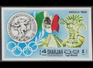 Sharjah Mi.Nr. 501B Geschichte der Olympischen Spiele, Mexiko 1968 (4)