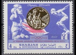 Sharjah Mi.Nr. 523A Olympia 1968 Mexiko, Sieger Wenden (4)
