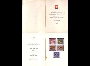 Schweiz Mi.Nr. 657-61 Bundesfeiermarken (Pro Patria) 1958 (5 Werte im Heft)