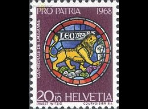 Schweiz Mi.Nr. 875 Pro Patria, Kunst, Löwe, in heraldischer Manier (20+10)