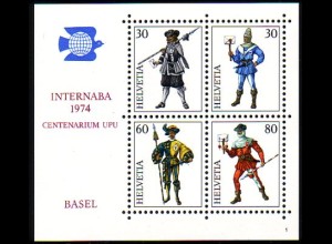 Schweiz Mi.Nr. Block 22 Int.Briefmarkenausstellung INTERNABA 1974 Basel