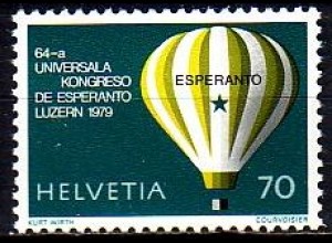 Schweiz Mi.Nr. 1152 Jahresereignisse, Esperanto-Weltkongreß, Heißluftballon (70)
