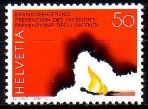 Schweiz Mi.Nr. 1283 Brandverhütung, Brennendes Zündholz (50)
