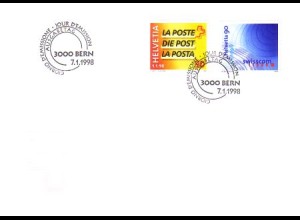 Schweiz Mi.Nr. 1637-38 Teilung der PTT in Post und Swisscom (2 Werte)