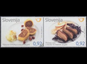 Slowenien Mi.Nr. Zdr.1029-30 Regionale Küche, Bohnen-Struklji, Gänsebraten