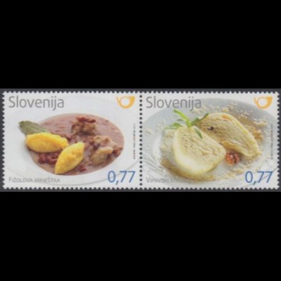 Slowenien Mi.Nr. Zdr.1091-92 Regionale Küche, Bohnenminestra und Struklji