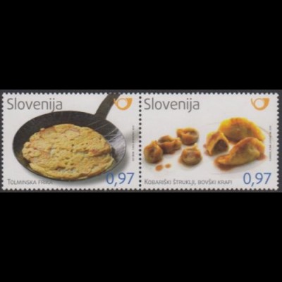Slowenien MiNr. Zdr.1231-32 Gastronomie, Frika, Krapfen (2 Werte)